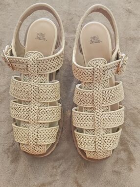 wild fable Cream Woven Fisherman Sandals with Buckle Strap